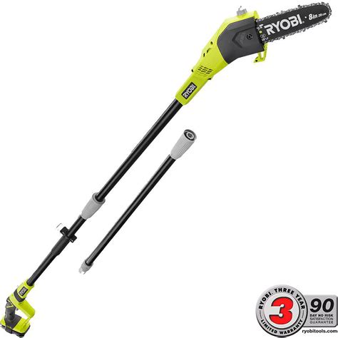 The 30&deg; angled head provides easier access to tricky branches and keeps the Pruner safely balanced. . Ryobi 18v pole saw
